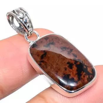 Natural Mahogany Red Obsidian 925 Solid Sterling Silver Gift Pendant 1.58 I9U50