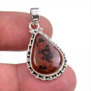Natural Mahogany Red Obsidian 925 Solid Sterling Silver Gift Pendant 1.50 G2d15