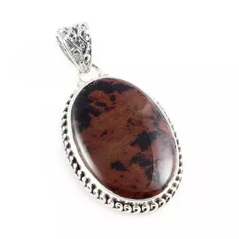 Natural Mahogany Red Obsidian 925 Solid Sterling Silver Gift Pendant 1.7 a3d12