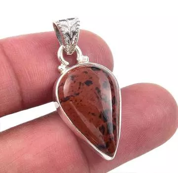 Natural Mahogany Red Obsidian 925 Solid Sterling Silver Gift Pendant 1.25 C3e01