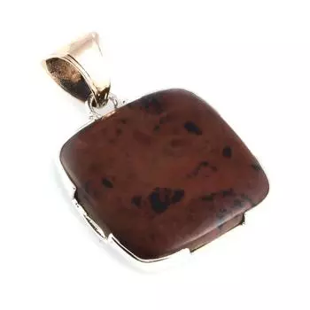Natural Mahogany Red Obsidian 925 Sterling Silver Gift TwoTone Pendant 1.6 F4v78