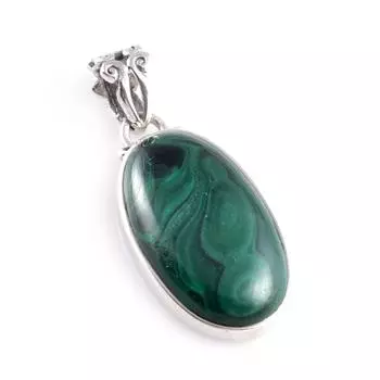 Natural Malachite Gemstone 925 Solid Sterling Silver Jewelry Pendant 1.4 m2I47