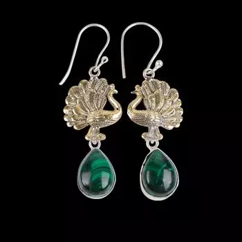Natural Malachite Gemstone 925 Sterling Silver Jewelry Handcrafted Earrings2.20 EE-44-24