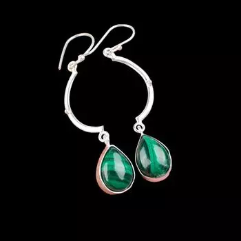 Natural Malachite Gemstone 925 Sterling Silver Jewelry Handmade Earrings 2.60 EE-43-24
