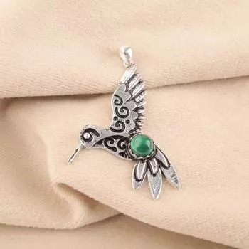 Natural Malachite Gemstone 925 Sterling Silver Jewelry August Stone Pendant 1.8 CP-20-24