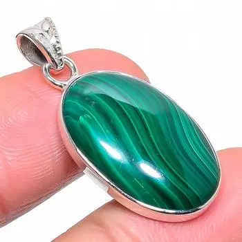 Natural Malachite Gemstone Handmade 925 Solid Sterling Silver Pendant 1.38 h0f66