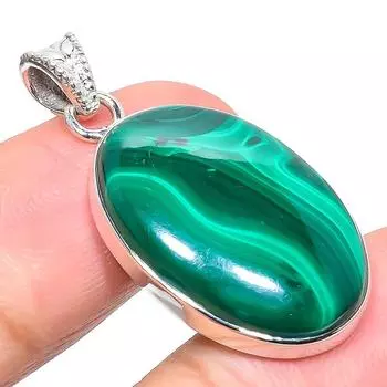 Natural Malachite Gemstone Handmade 925 Solid Sterling Silver Pendant 1.38 j2O51