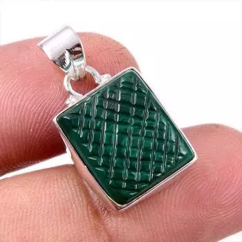 Natural Malachite Gemstone Handmade 925 Solid Sterling Silver Pendant 1.25 D5h74