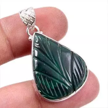 Natural Malachite Gemstone Handmade 925 Solid Sterling Silver Pendant 1.5 d4i11