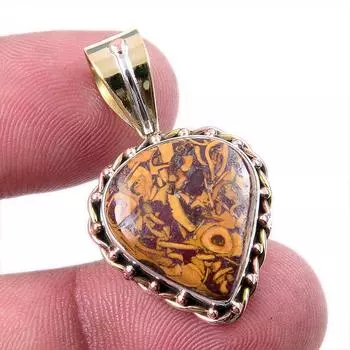 Natural Maryam Jasper 925 Solid Sterling Silver Gift TwoTone Pendant 1.25 Y3i70