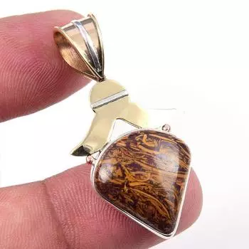 Natural Maryam Jasper 925 Solid Sterling Silver Gift TwoTone Pendant 1.50 Z2J29