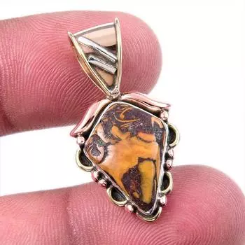 Natural Maryam Jasper 925 Solid Sterling Silver Gift TwoTone Pendant 1.25 d8n55