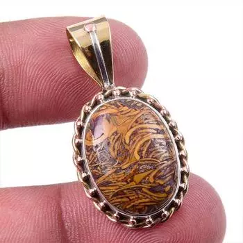 Natural Maryam Jasper 925 Solid Sterling Silver Gift TwoTone Pendant 1.50 E2i48