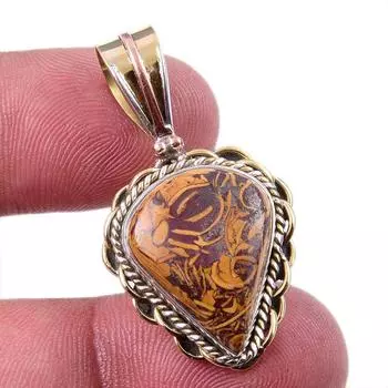 Natural Maryam Jasper 925 Solid Sterling Silver Gift TwoTone Pendant 1.50 Z6f05