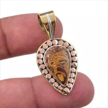 Natural Maryam Jasper 925 Solid Sterling Silver Gift TwoTone Pendant 1.50 R1q08