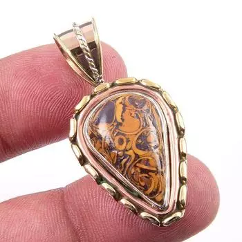 Natural Maryam Jasper 925 Solid Sterling Silver Gift TwoTone Pendant 1.50 n4N23