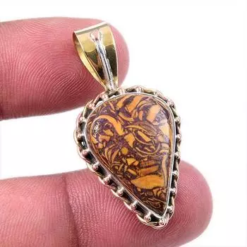Natural Maryam Jasper 925 Solid Sterling Silver Gift TwoTone Pendant 1.50 u1r68