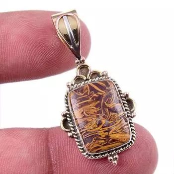 Natural Maryam Jasper 925 Solid Sterling Silver Gift TwoTone Pendant 1.50 Q1c97