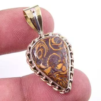 Natural Maryam Jasper 925 Solid Sterling Silver Gift TwoTone Pendant 1.50 c9G52
