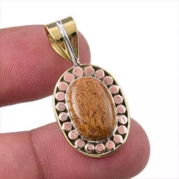 Natural Maryam Jasper 925 Solid Sterling Silver Gift TwoTone Pendant 1.25 Z7N35