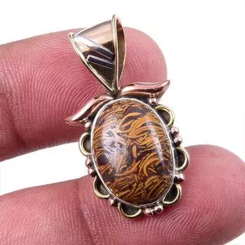 Natural Maryam Jasper 925 Solid Sterling Silver Gift TwoTone Pendant 1.25 L9G55