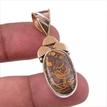 Natural Maryam Jasper 925 Solid Sterling Silver Gift TwoTone Pendant 1.75 K9J60