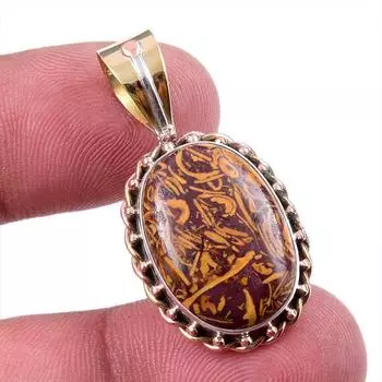 Natural Maryam Jasper 925 Solid Sterling Silver Gift TwoTone Pendant 1.50 Q3h17