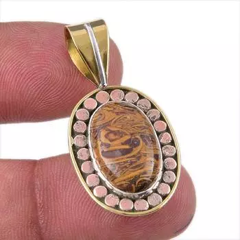 Natural Maryam Jasper 925 Solid Sterling Silver Gift TwoTone Pendant 1.50 G9w34