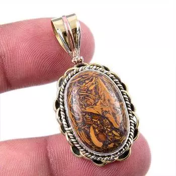 Natural Maryam Jasper 925 Solid Sterling Silver Gift TwoTone Pendant 1.50 e8k14