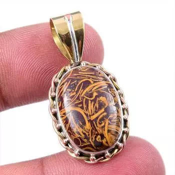 Natural Maryam Jasper 925 Solid Sterling Silver Gift TwoTone Pendant 1.50 b1R30