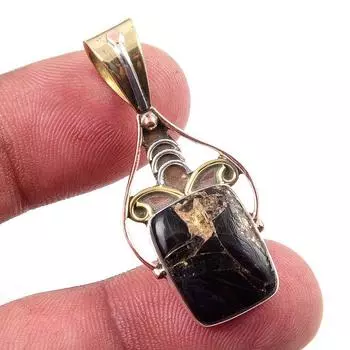 Natural Maryam Jasper 925 Solid Sterling Silver Gift TwoTone Pendant 1.50 s9D24