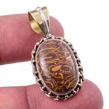Natural Maryam Jasper 925 Solid Sterling Silver Gift TwoTone Pendant 1.50 p5p23