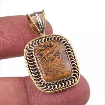Natural Maryam Jasper 925 Solid Sterling Silver Gift TwoTone Pendant 1.50 D0T70