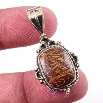 Natural Maryam Jasper 925 Solid Sterling Silver Gift TwoTone Pendant 1.50 l2p16