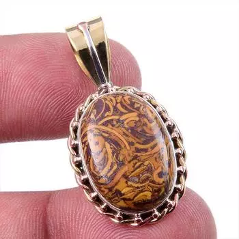 Natural Maryam Jasper 925 Solid Sterling Silver Gift TwoTone Pendant 1.25 t8d42