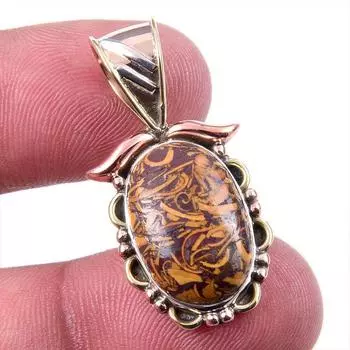 Natural Maryam Jasper 925 Solid Sterling Silver Gift TwoTone Pendant 1.25 p9b54