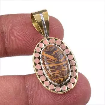 Natural Maryam Jasper 925 Solid Sterling Silver Gift TwoTone Pendant 1.50 J9H17
