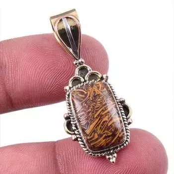 Natural Maryam Jasper 925 Solid Sterling Silver Gift TwoTone Pendant 1.50 Z6w24