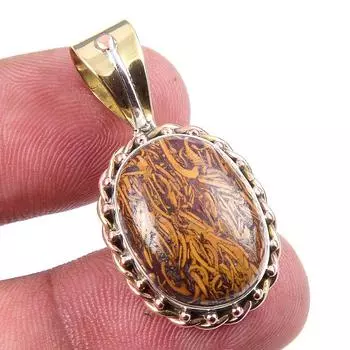 Natural Maryam Jasper 925 Solid Sterling Silver Gift TwoTone Pendant 1.25 q1v66