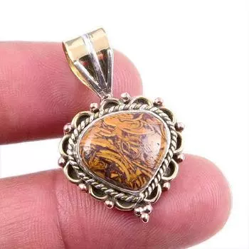 Natural Maryam Jasper 925 Solid Sterling Silver TwoTone Gift Pendant 1.5 g2W15