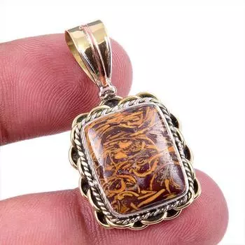 Natural Maryam Jasper 925 Solid Sterling Silver Gift TwoTone Pendant 1.50 o1i66