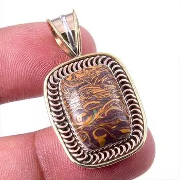 Natural Maryam Jasper 925 Solid Sterling Silver Gift TwoTone Pendant 1.50 q9e35