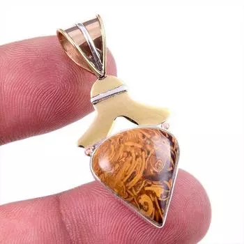 Natural Maryam Jasper 925 Solid Sterling Silver Gift TwoTone Pendant 1.50 n7H49