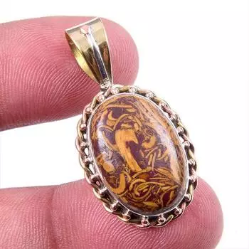 Natural Maryam Jasper 925 Solid Sterling Silver Gift TwoTone Pendant 1.50 L9c48