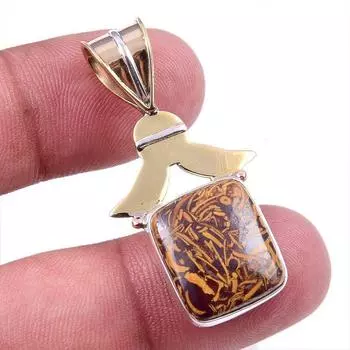 Natural Maryam Jasper 925 Solid Sterling Silver Gift TwoTone Pendant 1.50 B1F48