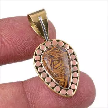 Natural Maryam Jasper 925 Solid Sterling Silver Gift TwoTone Pendant 1.50 q3A01