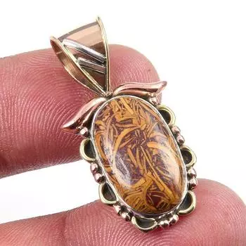 Natural Maryam Jasper 925 Solid Sterling Silver Gift TwoTone Pendant 1.25 d9p05