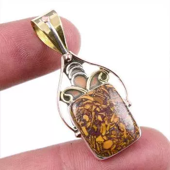 Natural Maryam Jasper 925 Solid Sterling Silver Gift TwoTone Pendant 1.75 y9v64