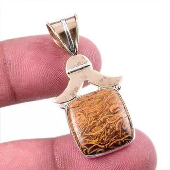 Natural Maryam Jasper 925 Solid Sterling Silver Gift TwoTone Pendant 1.50 Q4L37
