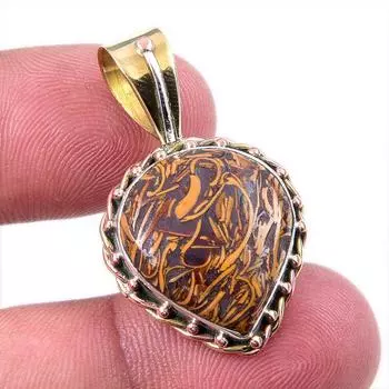 Natural Maryam Jasper 925 Solid Sterling Silver Gift TwoTone Pendant 1.50 F6k86